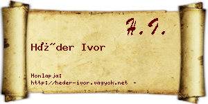 Héder Ivor névjegykártya